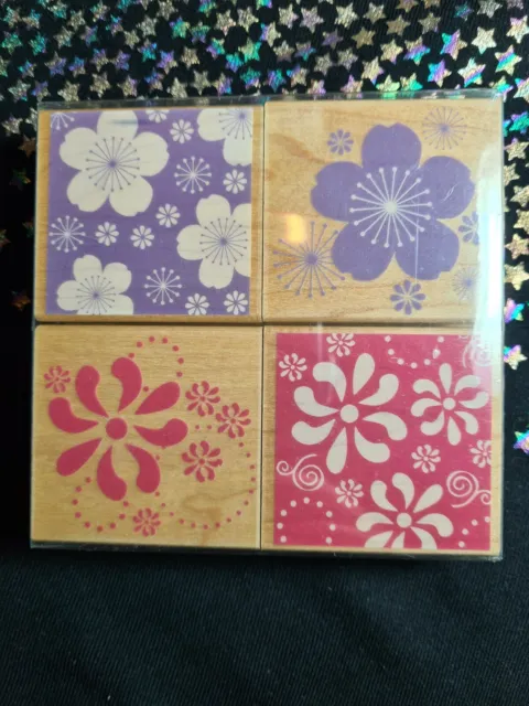 Bastelstempel 4er-Pack Blume Blumenmuster jeder Block 5 x 5,2 cm Kartenherstellung Sammelalbum