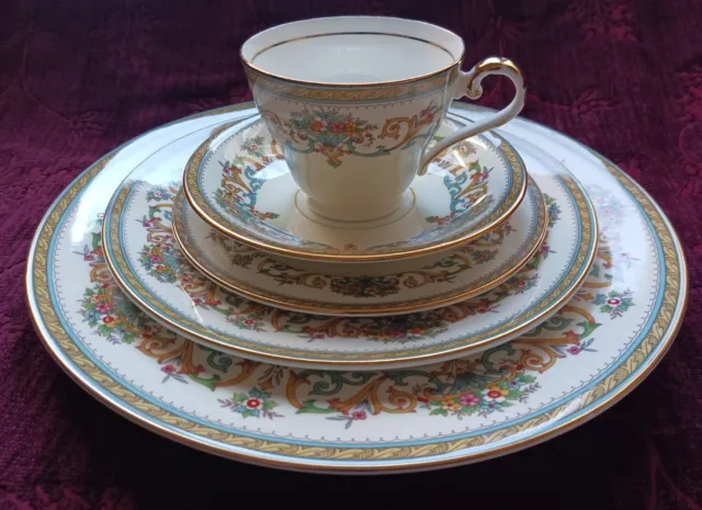 Aynsley HENLEY Place Setting: Dinner, Salad, Bread, Cup & Saucer - Green Bckstmp