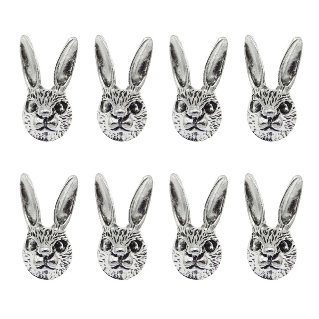 20 Stück Retro Silber Kaninchenkopf Charm Häschen Metall für Anhänger DIY 16*9mm