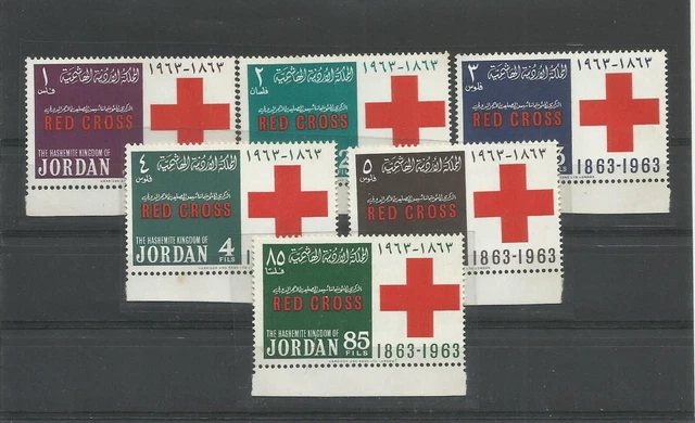 JORDAN 1963 RED CROSS 100th ANNIVERSARY GIB: 552-557 MNH WITH BAND
