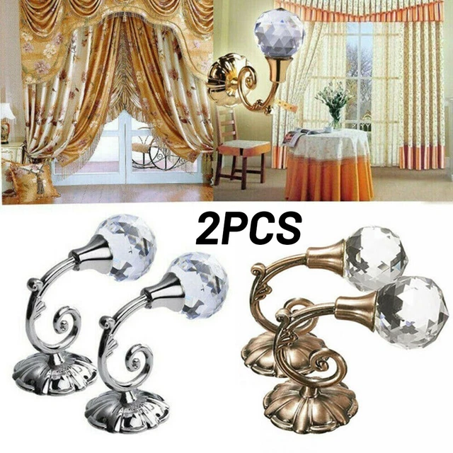 2X Crystal Glass Curtain Holdback Wall Tie Back Hook Hanger Holder Drawer Handle