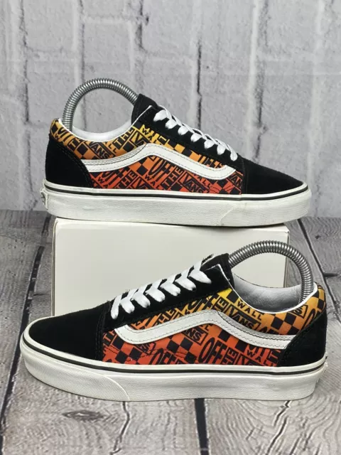 Vans Old Skool Logo Flame Black White Men's Size 5 Women’s Size 6.5 Skate Shoes