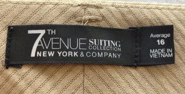 NEW YORK COMPANY 7th Avenue Suiting Collection Sz 16 Stretch Slacks Tan ...