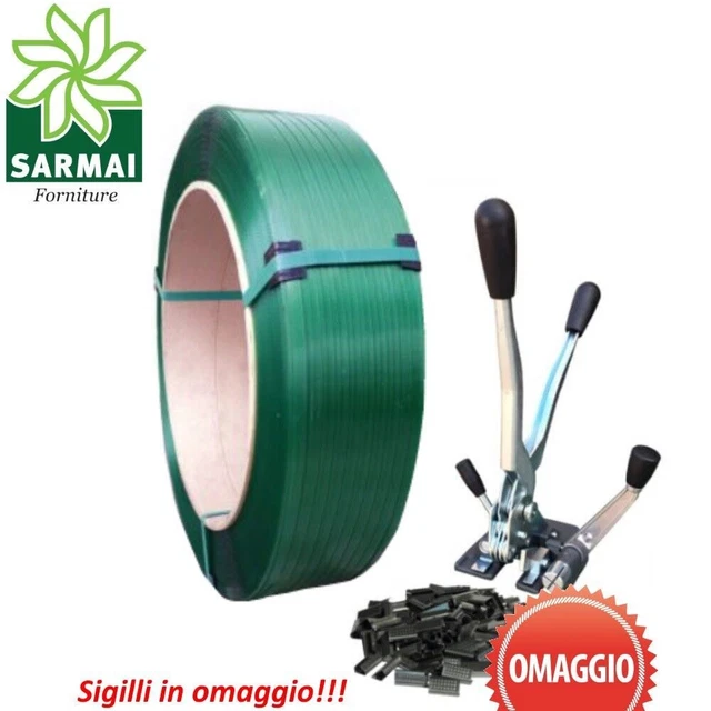 KIT REGGITURA MANUALE ROTOLO REGGETTA REGGIA Da 12 Mm 900 M Sigilli Fibbia In Plastica 89570552 - Foto 7