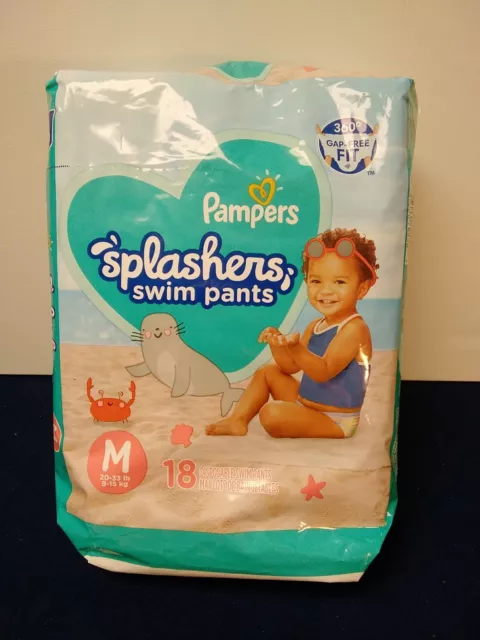 Pampers Splashers 18 Swim Pants Medium (20-33 Lbs) Gap=Free Fit