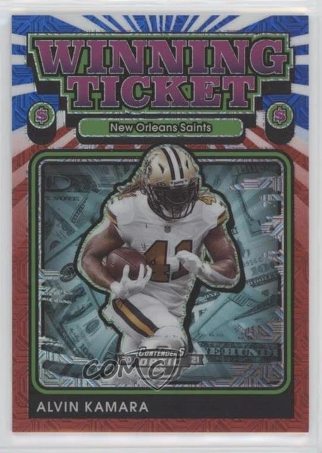 2021 Contenders Optic Winning Ticket Red White & Blue Prizm /13 Alvin Kamara