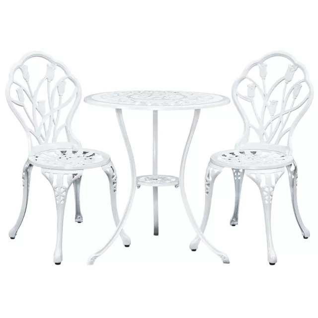 Gardeon 3PC Outdoor Setting Cast Aluminium Bistro Table Chair Patio White