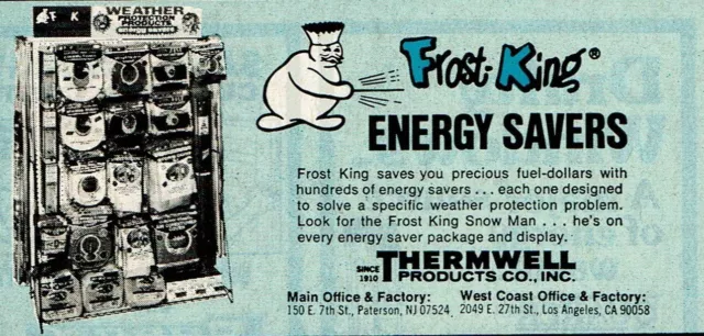 1978 Vintage Print Ad Frost King Energy Savers Thermwell Products Co Inc.