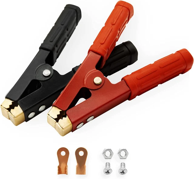 2 PCS Battery Jumper Cable Clamps, Heavy Duty Pure Copper Alligator Clips Jumper