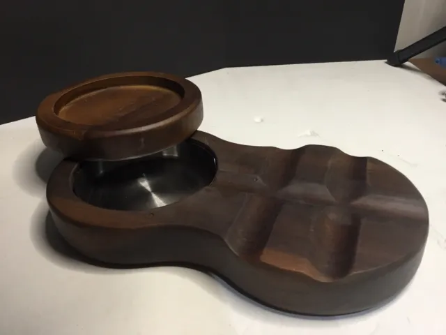 Wooden Cigar Ashtray with Revolving Ashtray & Drink Holder