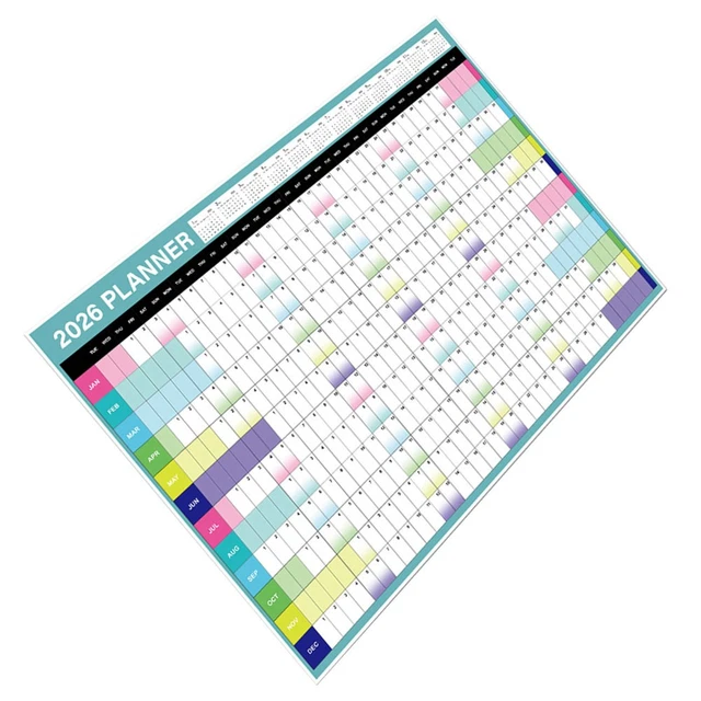 Calendrier Mural Annuel 2026 - Format 43x58 Cm - Avec Autocollants Et Ruban Adhésif - Planning Familial Ou Bureau - 3