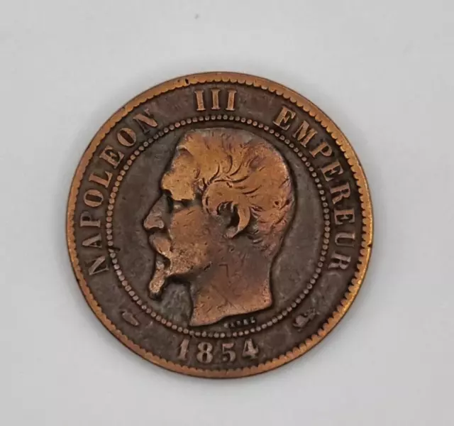 🇲🇫 France - 10 Centimes 1854 - Napoléon III Tête nue - Atelier D 🇲🇫