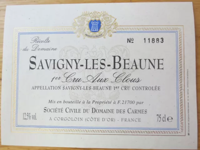 Etiquettes vin FRANCE sAVIGNY LES BEAUNE Cru Aux Clous  wine labels