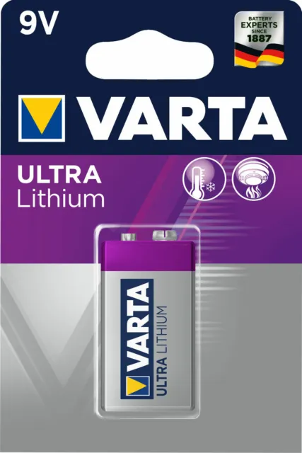 2 x Varta 9V-Block 6122 Ultra Lithium ehm. Professional MN1604 6FR22 Rauchmelder