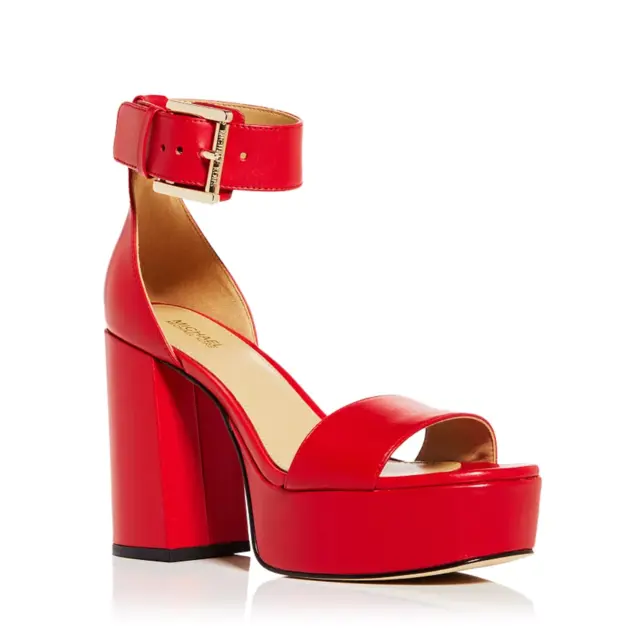 Michael Kors Red Tara Platform High Block Heel Sandals NEW Size 10