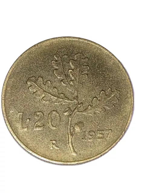 Italy 1957 20 Lire Lira L. 20 Coin