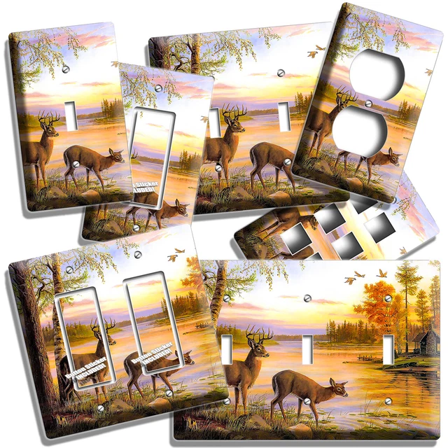 thumbnail image 2 of Whitetail Deer Oak Tree Camo Light Switch Wall Plate – Outlet Cover, Cabin/Hunting Decor 2 of 3