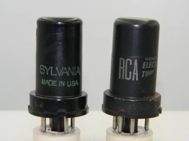 Two 6J5 Sylvania RCA Test NOS 3100gm & 3000gm Metal Serious Tubes S406