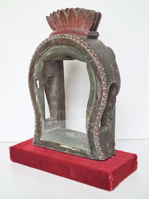 Ancienne Niche Murale Religieuse En Bois - 19ème Siècle - Hauteur 52 Cm - France