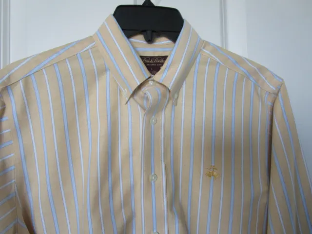 BROOKS BROTHERS  Boys Non-Iron Supima Cotton Striped Button Up Dress Shirt  L