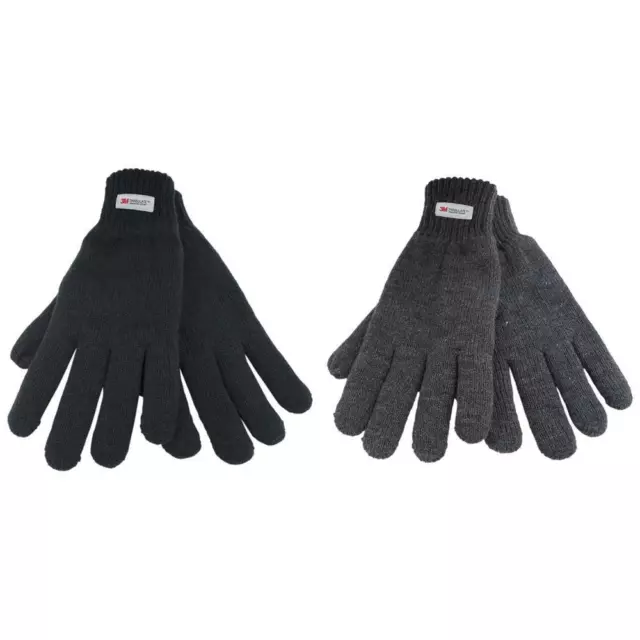 Mens Thermal Knitted Gloves Thinsulate Lined Thick Quality Glove 1 or 2 Pack