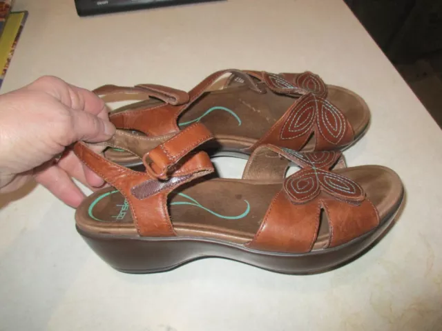 DANSKO  38 brown  Leather adj strap  Wedge Sandal 7.5