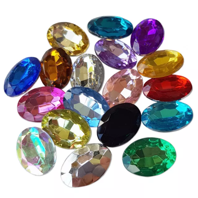 13x18mm Oval Acrylic Crystal Rhinestone Cabochon Embellishment Gems Decoden