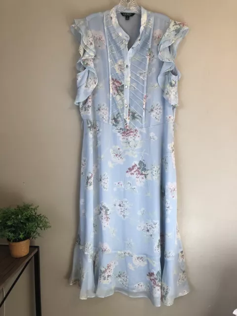 Lauren Ralph Lauren Size 16 Women’s Long Light Blue Floral Maxi Dress