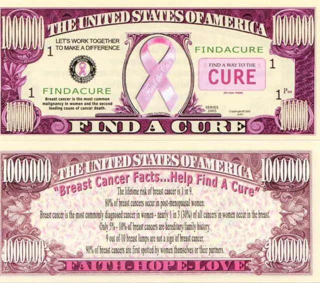 Find A Cure 4 Sein Cancer Million Dollar Nouveauté Monnaie