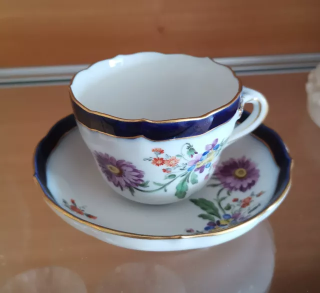 Meissen Blume, kobaltblauer Rand, Mokkatasse / Espressotasse