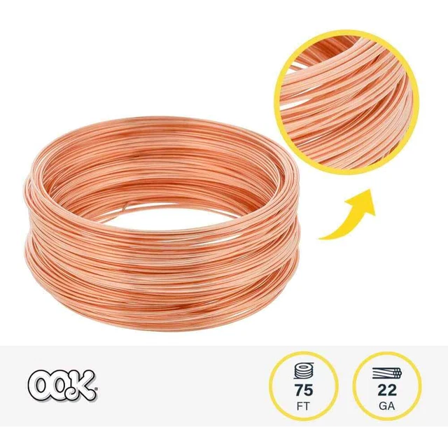 75 Ft. 5 Lb. 22-gauge Copper Hobby Wire | Ook L Hillman X Soft Gauge Flexible