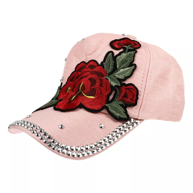 Rosa Polyester Baseball Kappe Mädchen Blumen-Baseballmütze Bestickter Hut Aus
