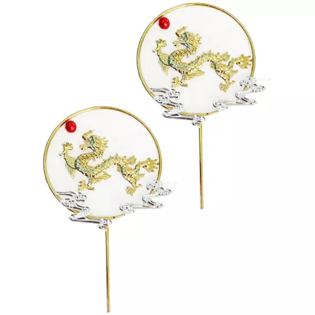Animal Dragon Cupcake Toppers - Chinese Fan Pattern - Golden Finish