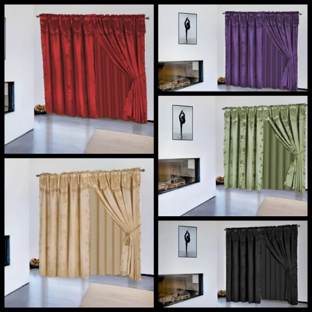 1 SET  Nada Luxury Faux Jacquard Floral Panel Window Curtain DRAPE  valance