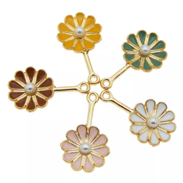 20 Stück Legierung Emaille Gänseblümchen Anhänger Charme Schmuck DIY Zubehör