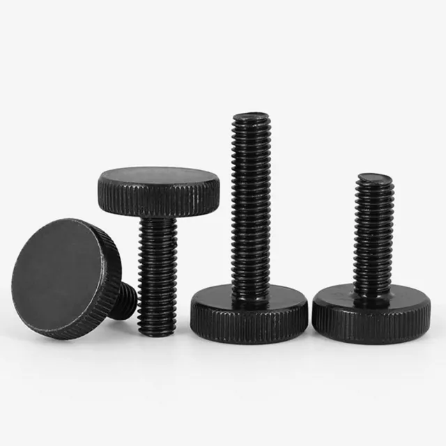 Black Steel Knurled Thumb Screws Round Large Flat Head M3 M4 M5 M6 M8 M10