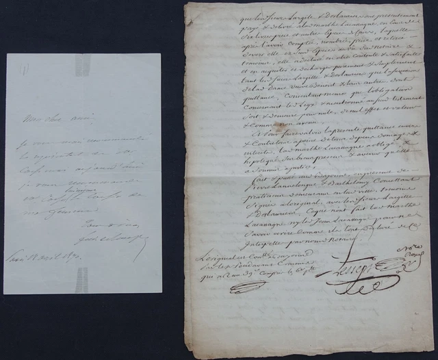 Ferdinand de LESSEPS & son Grand-Père Pierre de LESSEPS autographes