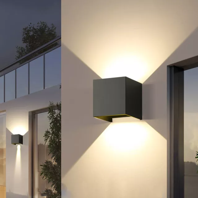 Applique cubo led da esterno a parete lampada doppia luce 900Lumen 10w ip65