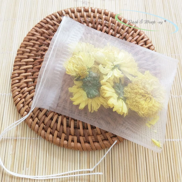 Empty Tea Bag drawstring Nylon loose leaves herbs spice infuser filter reusable