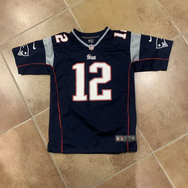 Tom Brady #12 New England Patriots Jersey NIKE On Field -Youth L 14/16 blue NICE