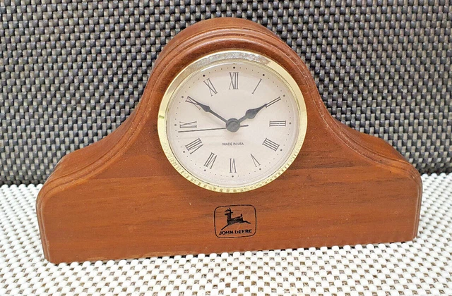 Ancienne Pendule de Bureau Publicitaire John Deere Socle Bois