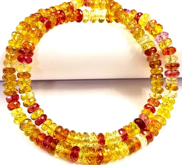 AAA+ Gorgeous~Padparadscha Sapphire Faceted Rondelle Bead Sapphire Gemstone Bead