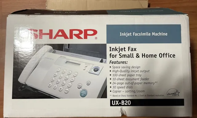 Sharp UX-B20 Plain Paper Inkjet Fax Machine Office Home Business - New Open Box