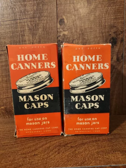 Vintage Home Canners Mason Caps - 2 Boxes 24 Caps- Bridgeport Conn.