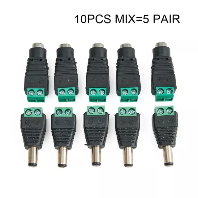 5pairs 2.1mm Male Female DC-Power-Plugs Jack- Socket Screw-Terminal Adaptor 12V