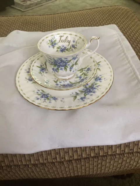 3 pieces Royal Albert Bone China Flower of the Month "July - Forget Me Not" 