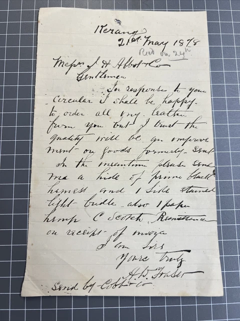 VINTAGE HANDWRITTEN LETTER Kerang Victoria Send By Cobb & Co Abbott ...