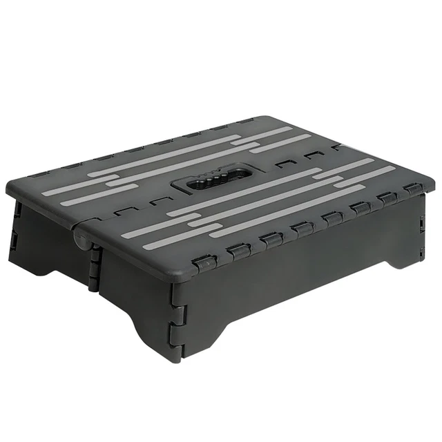 Taburete escalonado plegable antideslizante portátil extra ancho para acampar baño infantil negro PP