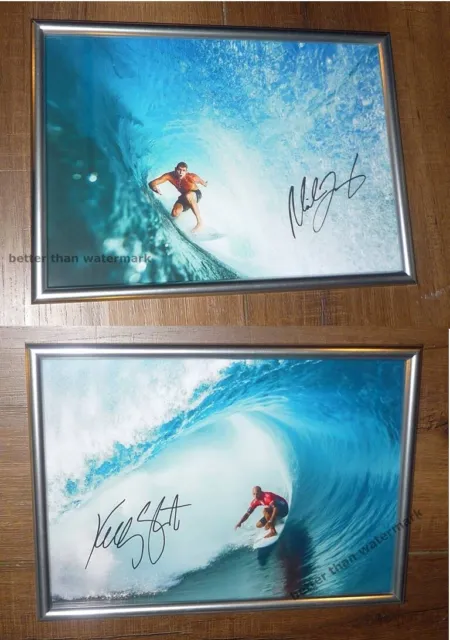 Kelly Slater Mick Fanning 2 Frame Set Surf Surfing Photo Signed Framed