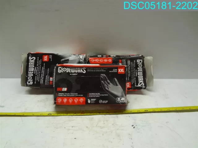 QTY=3: GLOVEWORKS Industrial Disposable Nitrile Gloves 5 Mil Latex 697383935687